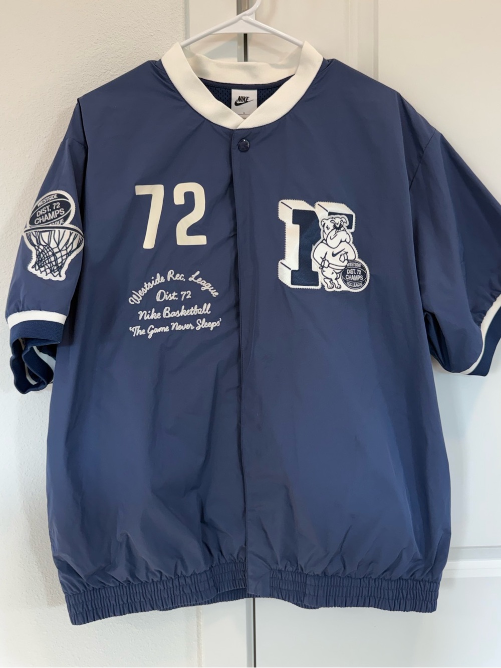 Nike Blue and White Men's varsity woven Shirt